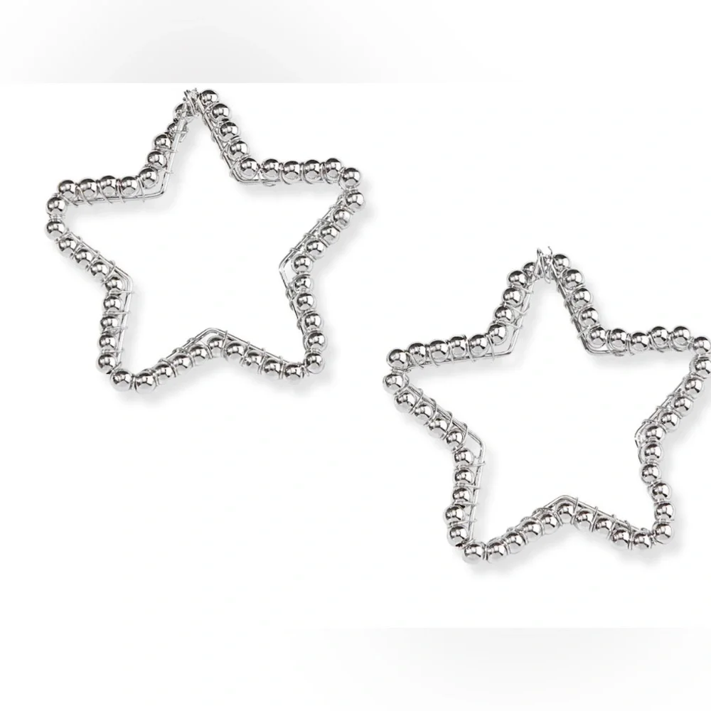 NWT BRIGHT STAR LIGHTWEIGHT SILVER EARRINGS SPECIAL VALENTINE GIFT IDEAS - Picture 2 of 13